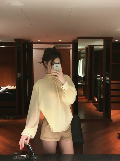 GYOKUU【Spoiled Daughter】2026ss Apricot Double-Layer Chiffon Top