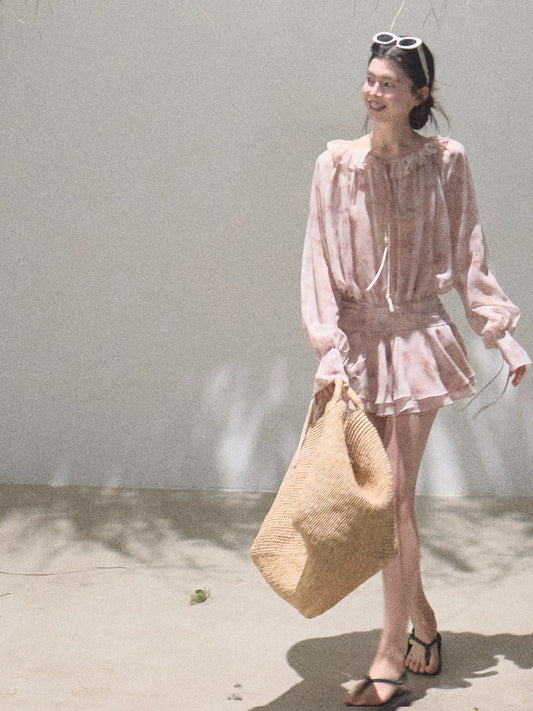 OAKMOO / "The Meaning of Beloved" Tie-Dye Print Loose Fit Ruffle Dress for Women