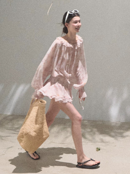 OAKMOO / "The Meaning of Beloved" Tie-Dye Print Loose Fit Ruffle Dress for Women