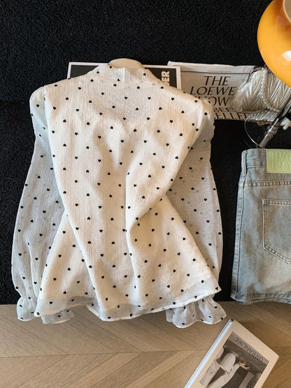 A must-have for myself~ French-style polka dot blouse with bow, new spring 2026 style, unique ruffled top for women.