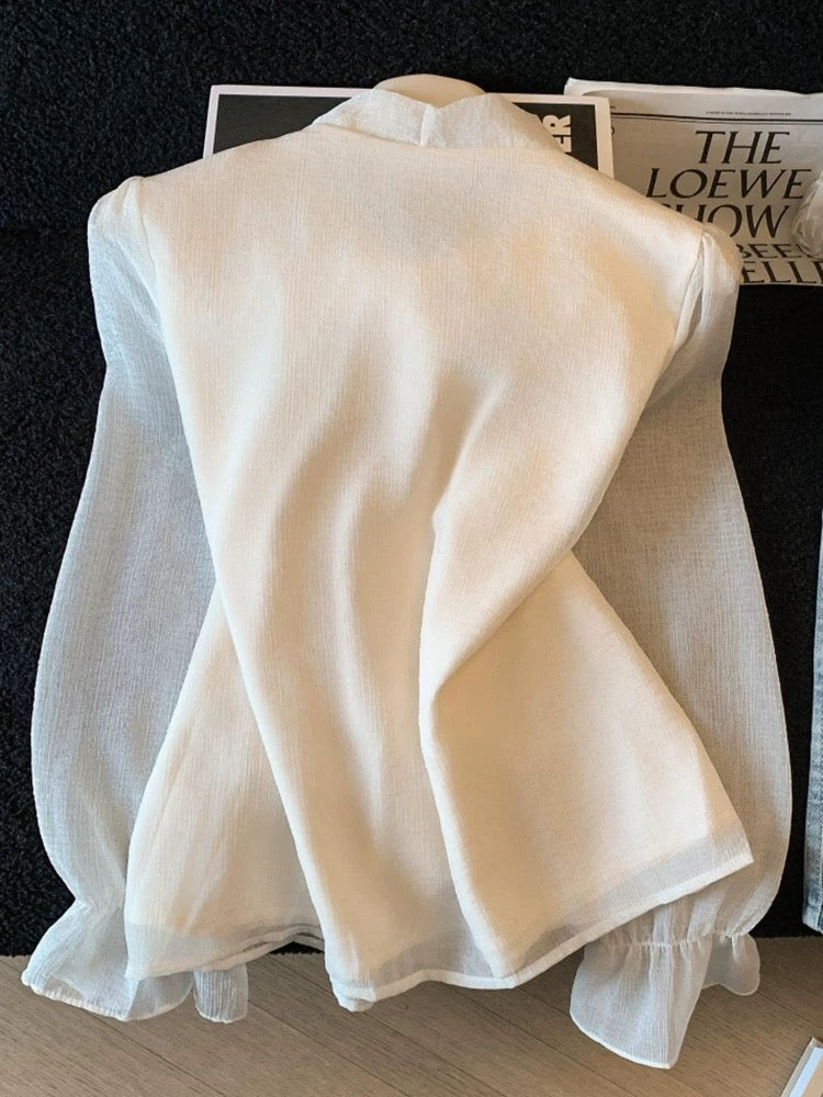 A must-have! ~ Women's blouse with bow design, new spring 2026 style, elegant and unique ruffled hem.