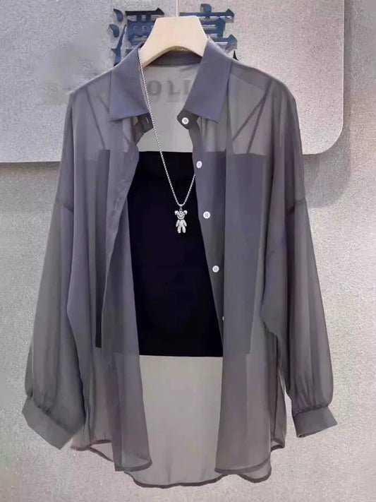 Sun protection clothing women's summer ice silk breathable anti-ultraviolet cardigan jacket 2025 new long-sleeved thin chiffon shirt