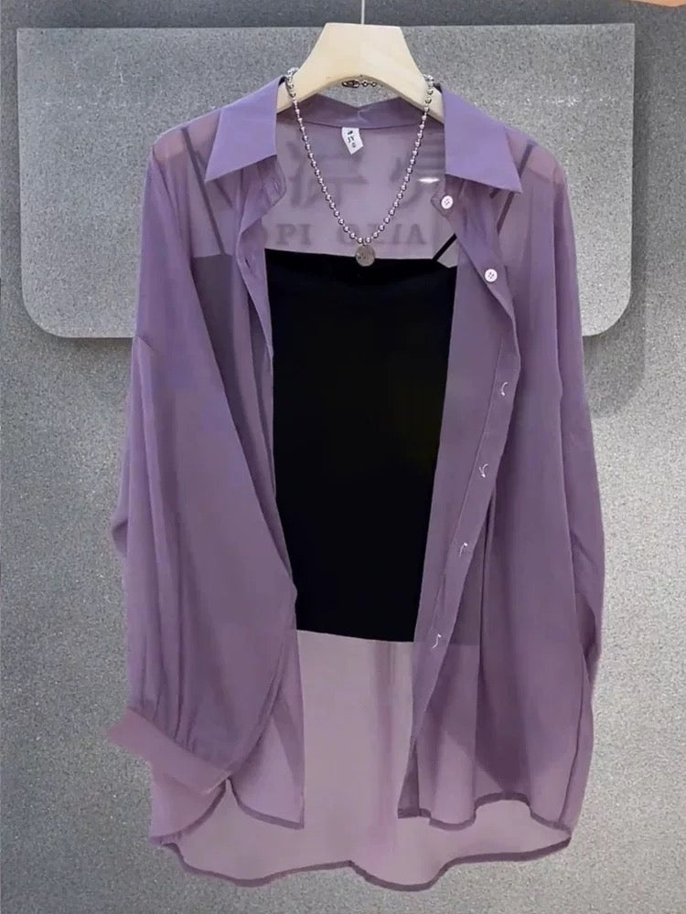 Sun protection clothing women's summer ice silk breathable anti-ultraviolet cardigan jacket 2025 new long-sleeved thin chiffon shirt