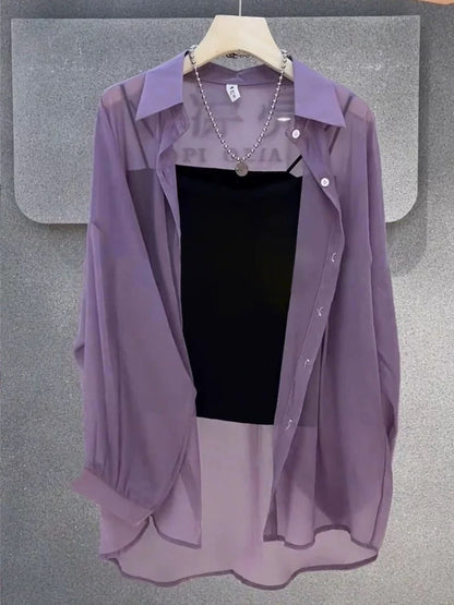 Sun protection clothing women's summer ice silk breathable anti-ultraviolet cardigan jacket 2025 new long-sleeved thin chiffon shirt