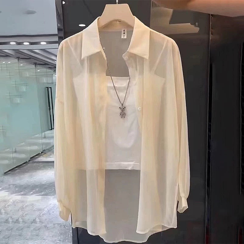 Sun protection clothing women's summer ice silk breathable anti-ultraviolet cardigan jacket 2025 new long-sleeved thin chiffon shirt