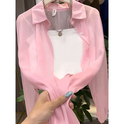Sun protection clothing women's summer ice silk breathable anti-ultraviolet cardigan jacket 2025 new long-sleeved thin chiffon shirt
