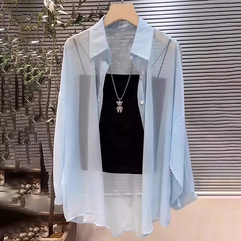 Sun protection clothing women's summer ice silk breathable anti-ultraviolet cardigan jacket 2025 new long-sleeved thin chiffon shirt