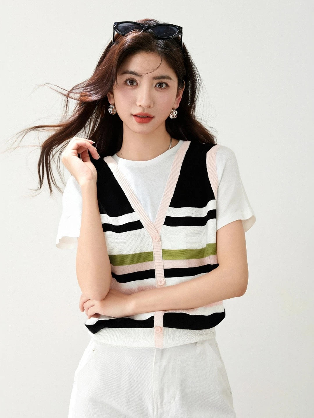 La Chapelle Puella design niche high-end fake two-piece tops for women lazy style versatile short-sleeved T-shirt
