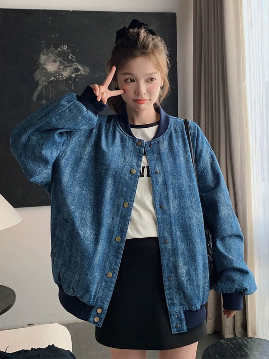 American retro sweet cool flight jacket coat women 2025 spring and autumn new school style contrast color slim coat trend