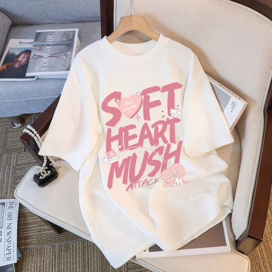 White short-sleeved t-shirt for women 2024 summer new loose large size t-shirt design niche casual versatile top