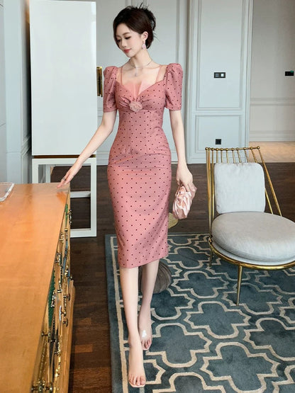 European station slimming dress light luxury high-end 2024 new female summer ladylike temperament hip-hugging skirt