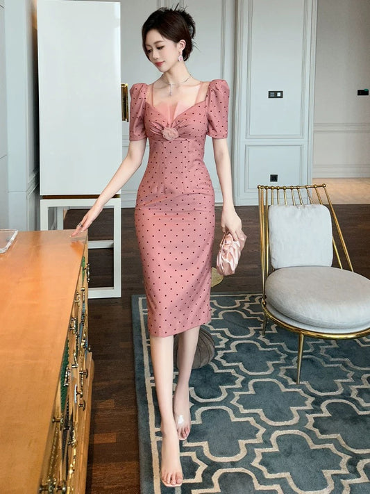 European station slimming dress light luxury high-end 2024 new female summer ladylike temperament hip-hugging skirt