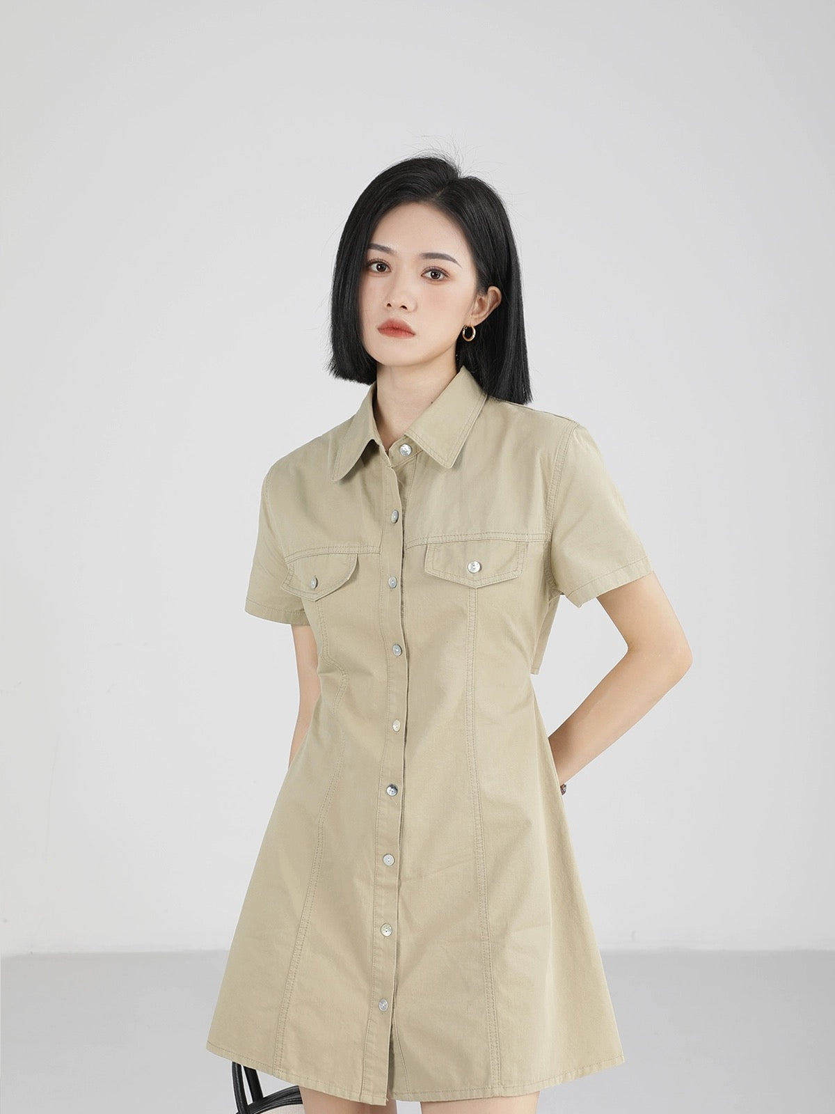 XinmonLee niche design work shirt dress women's new summer style chic unique temperament short skirt