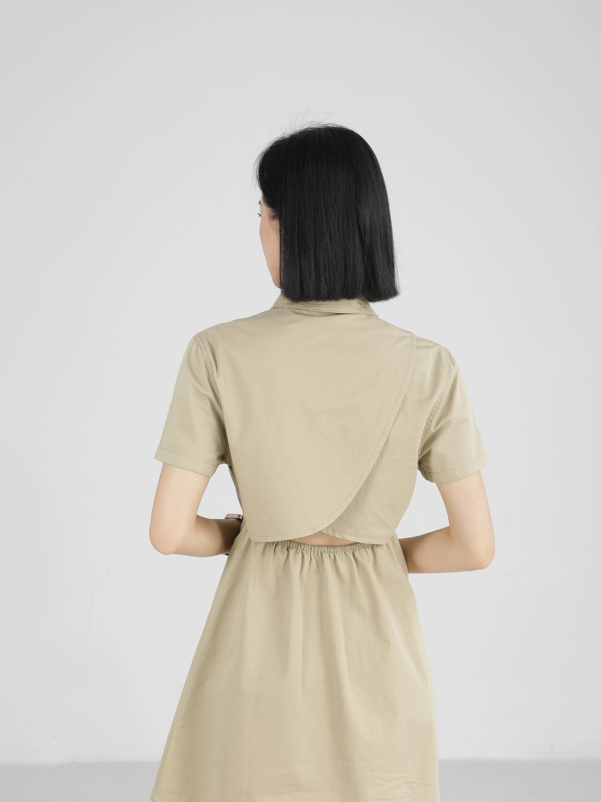 XinmonLee niche design work shirt dress women's new summer style chic unique temperament short skirt