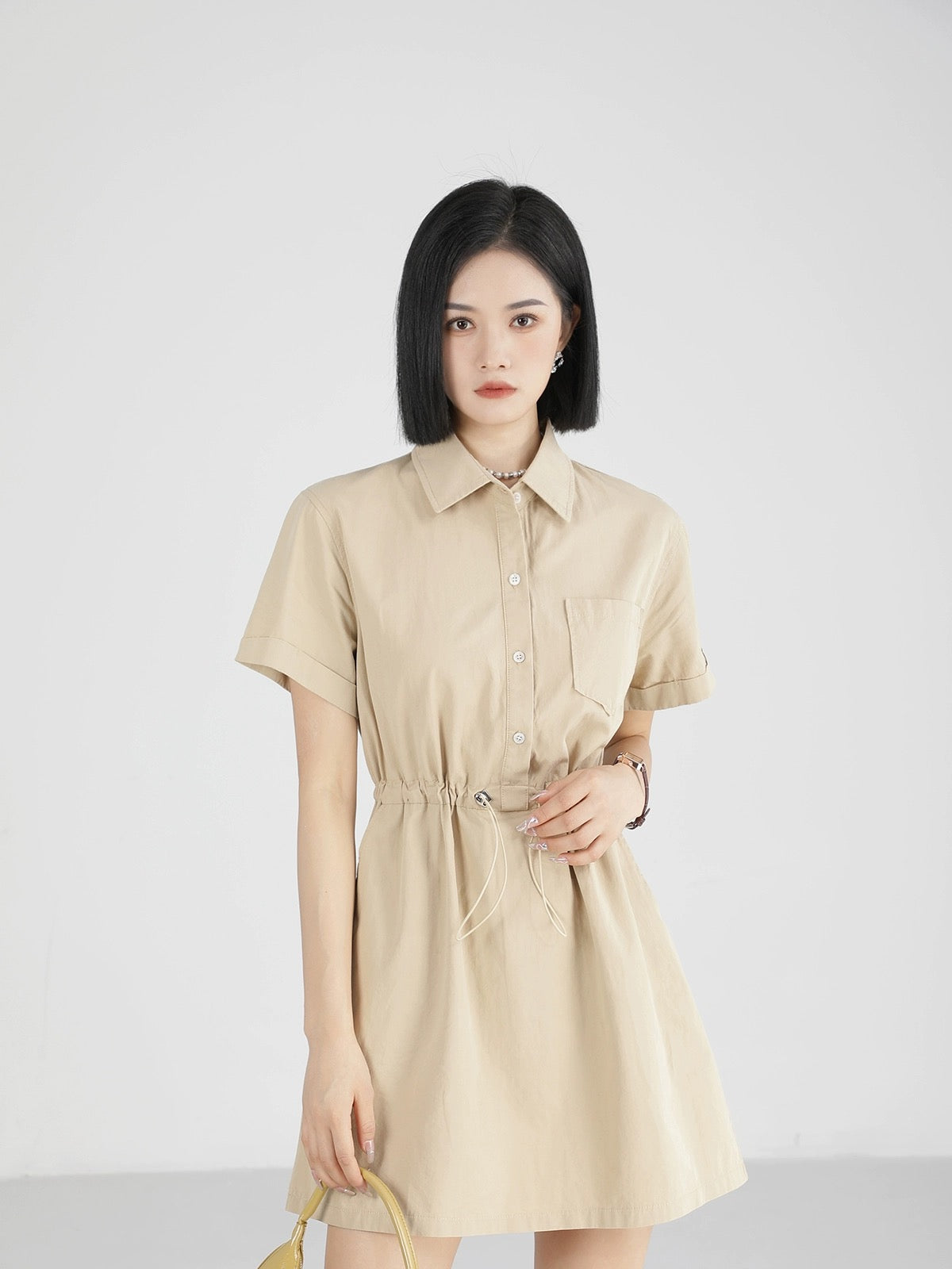 XinmonLee chic design casual shirt dress women's summer new style waist slimming short skirt