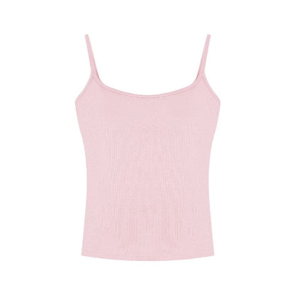 Versatile pure desire style red camisole women's summer sexy with breast pads beautiful back slim sleeveless short top