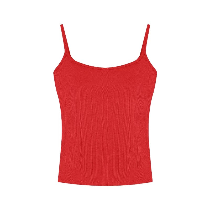 Versatile pure desire style red camisole women's summer sexy with breast pads beautiful back slim sleeveless short top