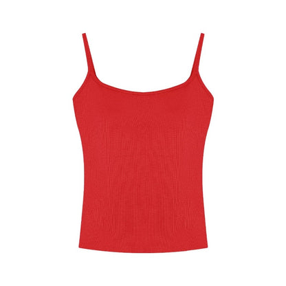 Versatile pure desire style red camisole women's summer sexy with breast pads beautiful back slim sleeveless short top