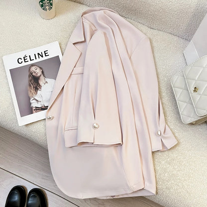 Summer thin light pink gentle lady goddess style suit jacket female 2025 new three-quarter sleeve casual suit