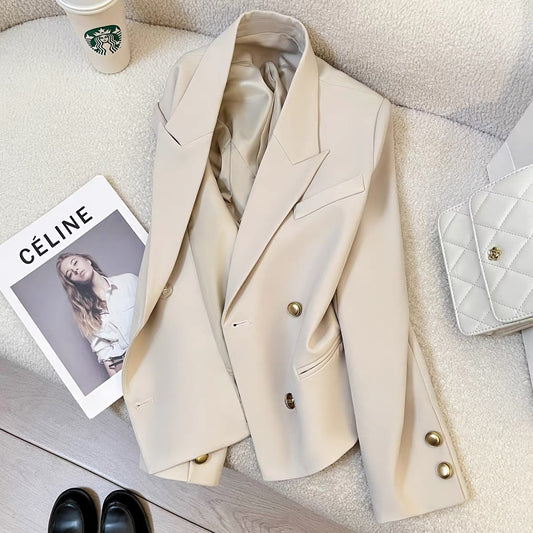 Off-white casual commuter suit jacket for women 2025 new spring and autumn retro British style high-end street suit