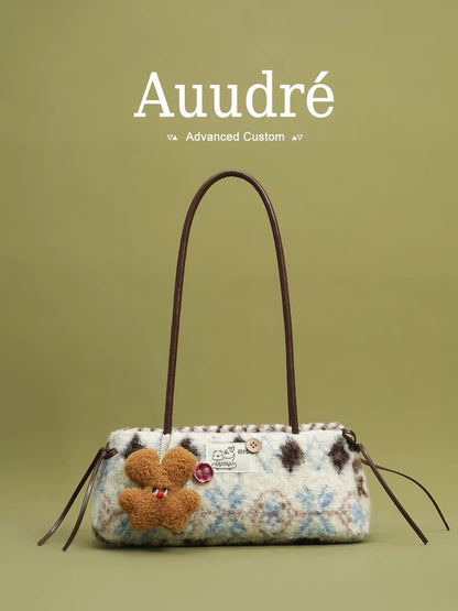 Auudre Original Niche Design Furry Shoulder/Underarm Bag for Women, 2026 New Summer Style, Plush Commuter Bag