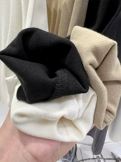 European high-neck apricot color bottoming shirt for women 2024 new autumn and winter style slim short top t-shirt long sleeves