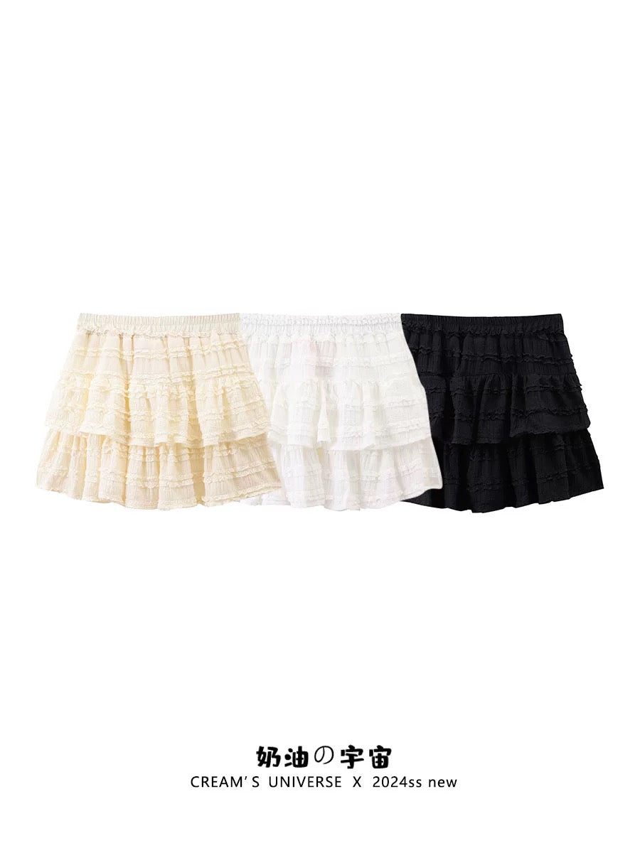 Cream Universe Lace Cake Skirt Female Ballet Girl Ins Style Puff Skirt 2025 New Style