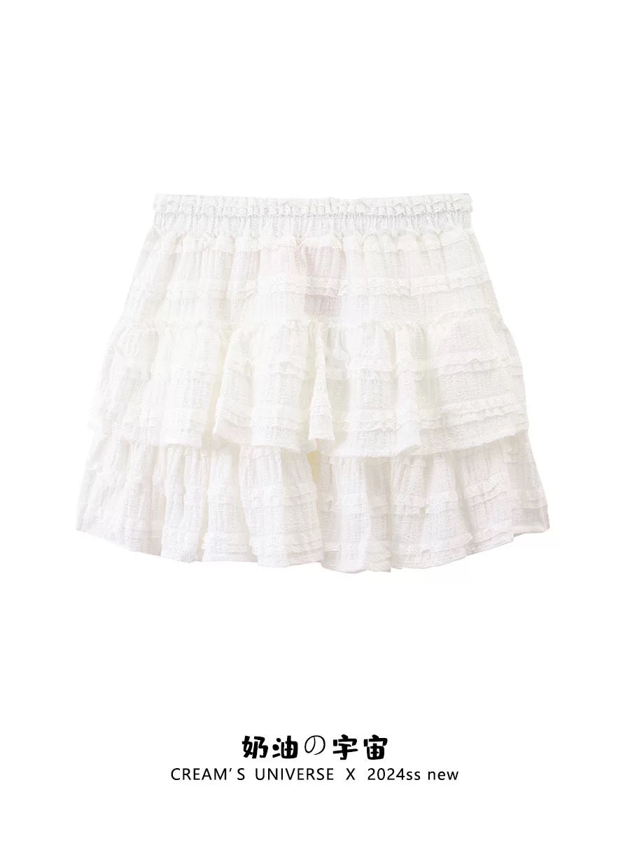 Cream Universe Lace Cake Skirt Female Ballet Girl Ins Style Puff Skirt 2025 New Style