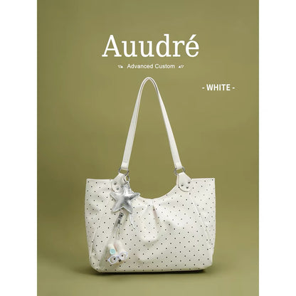 Auudre niche design polka dot shoulder bag/underarm bag for women, new summer 2026 style, large capacity commuter tote bag.