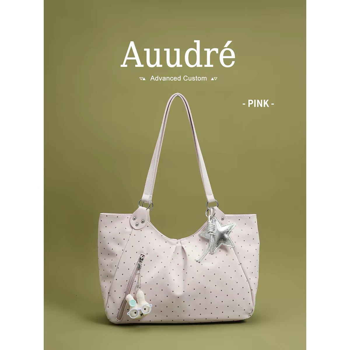 Auudre niche design polka dot shoulder bag/underarm bag for women, new summer 2026 style, large capacity commuter tote bag.