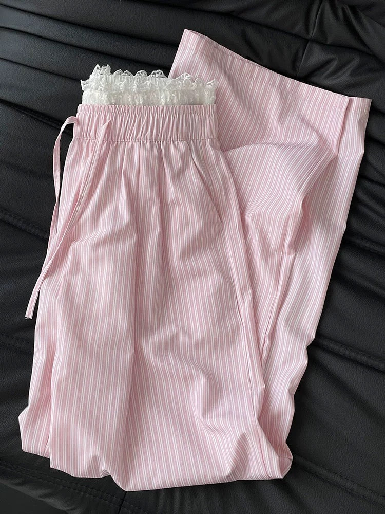 CHUNZHEN is indeed the pink striped pants I chose to stay up late! ! Very pure desire, very atmospheric and ins trendy