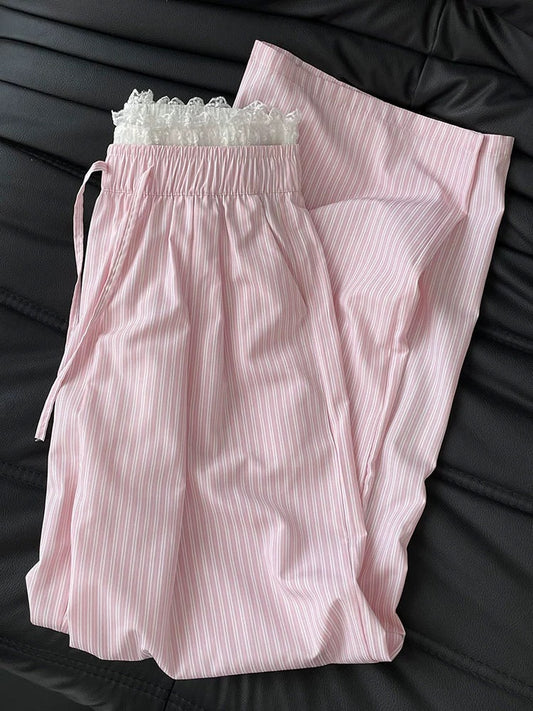 CHUNZHEN is indeed the pink striped pants I chose to stay up late! ! Very pure desire, very atmospheric and ins trendy