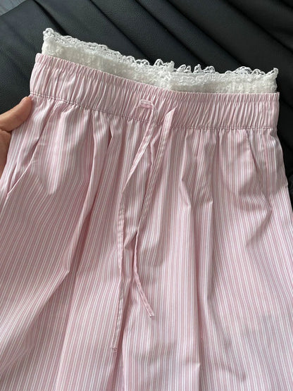 CHUNZHEN is indeed the pink striped pants I chose to stay up late! ! Very pure desire, very atmospheric and ins trendy