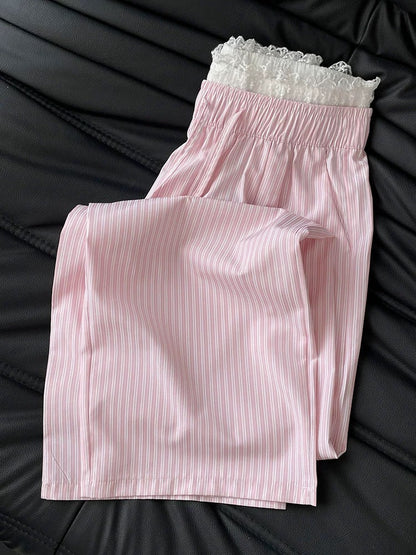 CHUNZHEN is indeed the pink striped pants I chose to stay up late! ! Very pure desire, very atmospheric and ins trendy