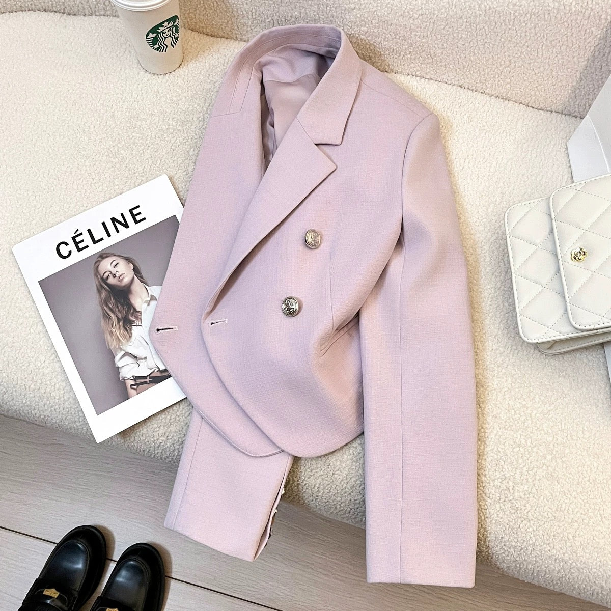 Purple short suit jacket for women of petite size 2025 spring and autumn new style temperament lady fashion all-match senior tops