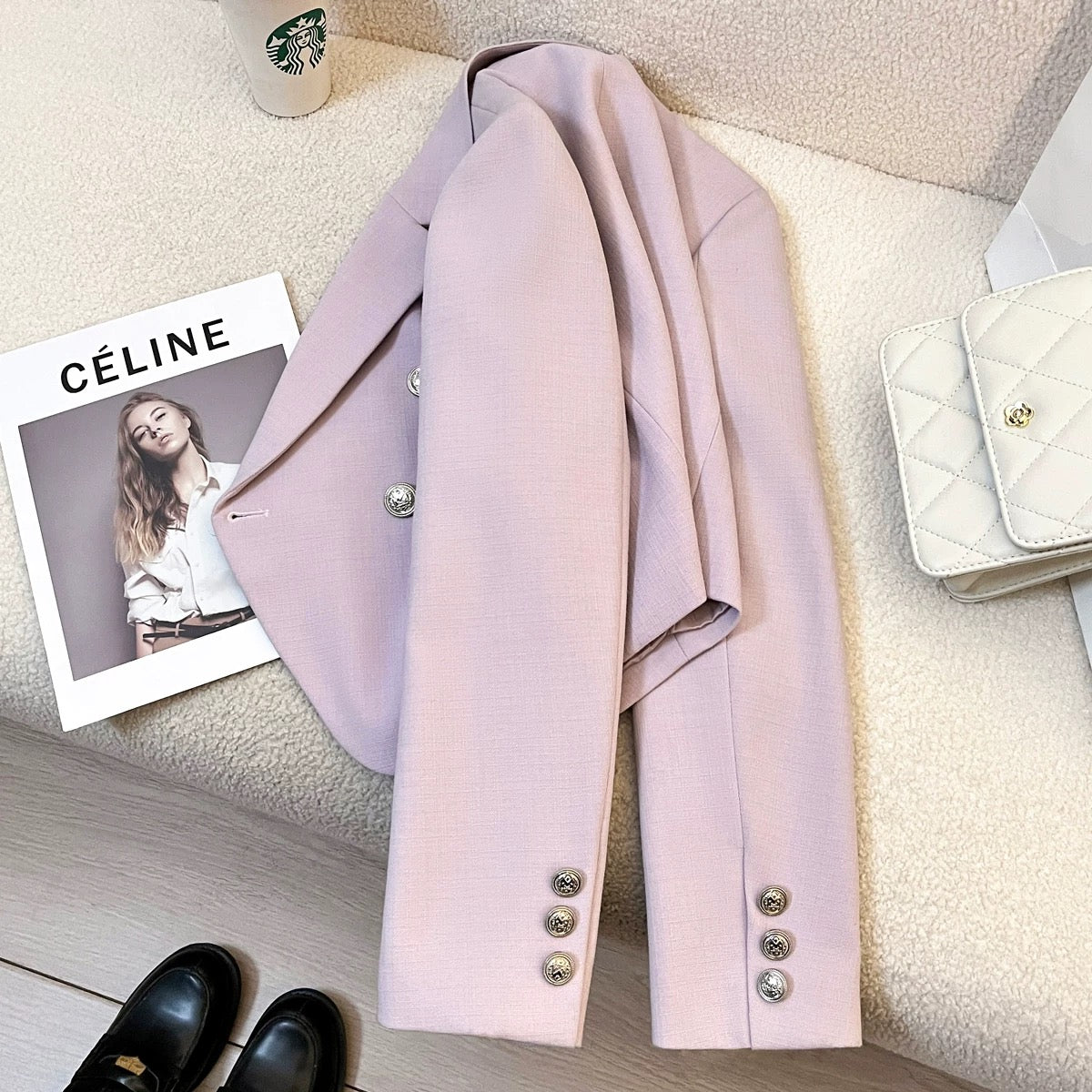 Purple short suit jacket for women of petite size 2025 spring and autumn new style temperament lady fashion all-match senior tops