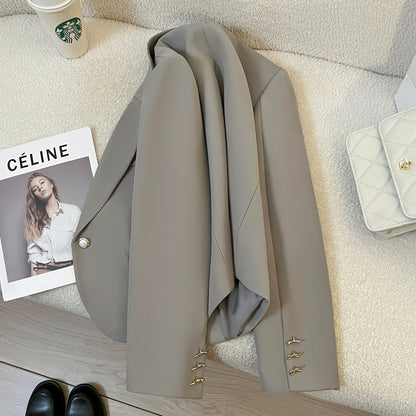 Gray short suit jacket for women 2025 autumn new style this year popular Korean style casual high-end suit