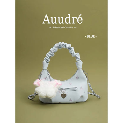 Auudre niche design pleated handbag for women, new summer 2026 style, fashionable chain crossbody bag.