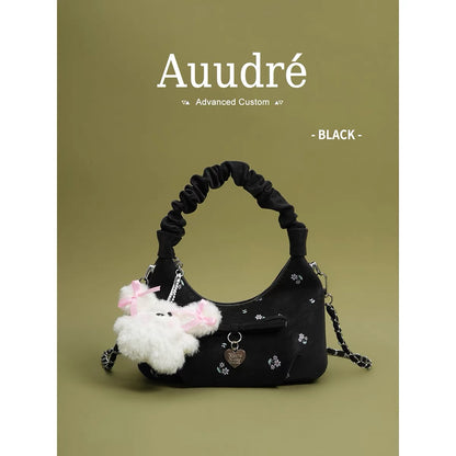 Auudre niche design pleated handbag for women, new summer 2026 style, fashionable chain crossbody bag.
