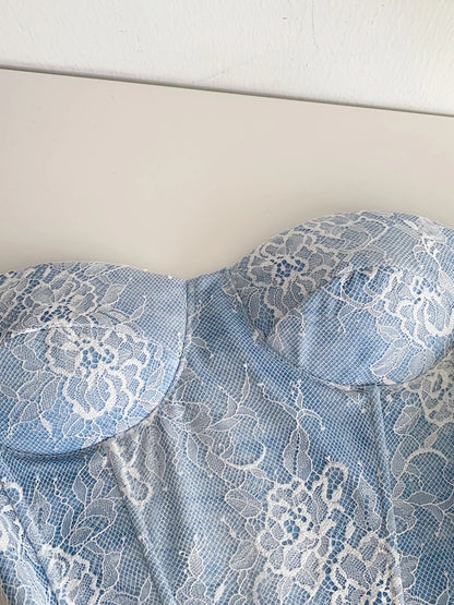 Dopamine-infused sexy strapless tank top for women, summer style, mesh lace, lace-up waist corset, stunningly beautiful and unique hot girl top.