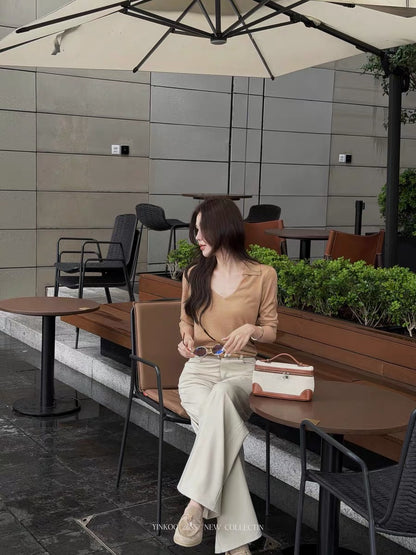 Yinkoo "New Professional" OL Style Lyocell High-Quality Leg-Length Casual Slim Blazer Trousers