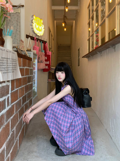 fortylions Forty Lions Mary Jane plaid skirt French retro temperament waist A-line skirt dress