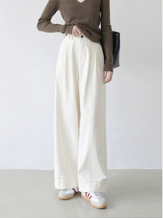High waist casual pants wide leg pants women 25 autumn new fashion Japanese trousers Korean version simple straight wide leg pants