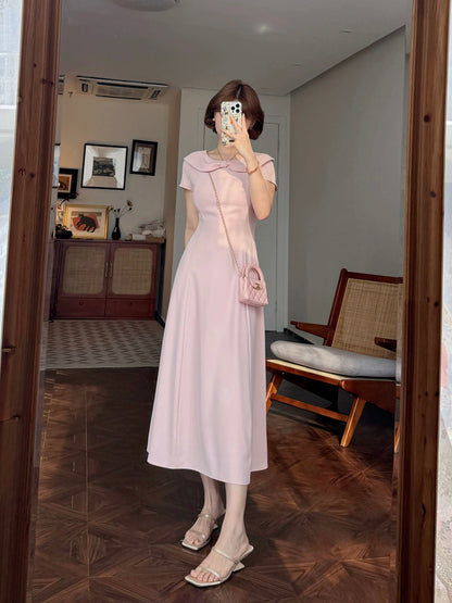 Lei Yingjun-Taotao Oolong-Summer French sweet and playful bow collar temperament A-line dress JF6330