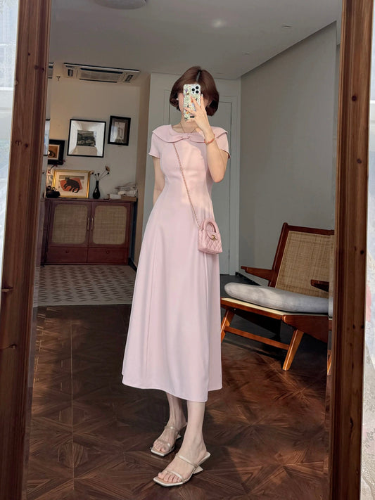 Lei Yingjun-Taotao Oolong-Summer French sweet and playful bow collar temperament A-line dress JF6330