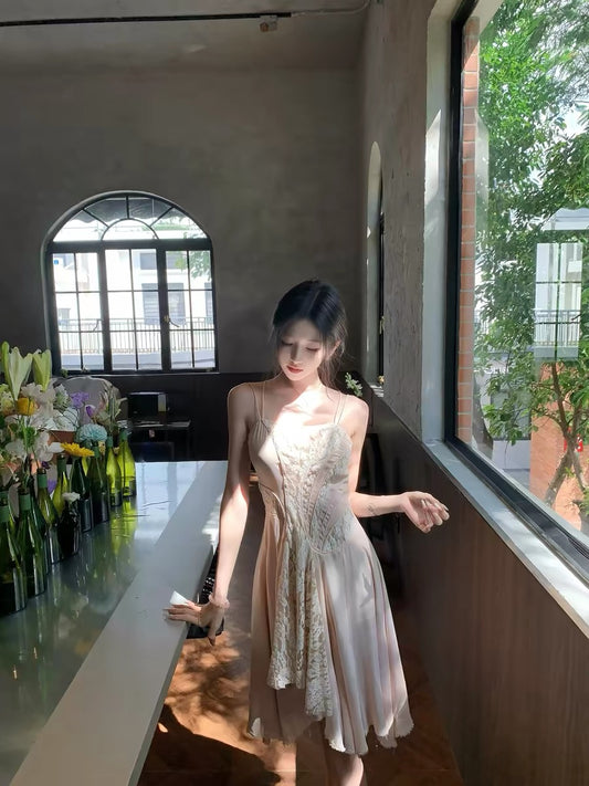 Ye Jia Nailah's "A Moment of Bloom" Extra Heavyweight Design! Silk-Patchwork Water-Soluble Lace Suspender Dress for Women