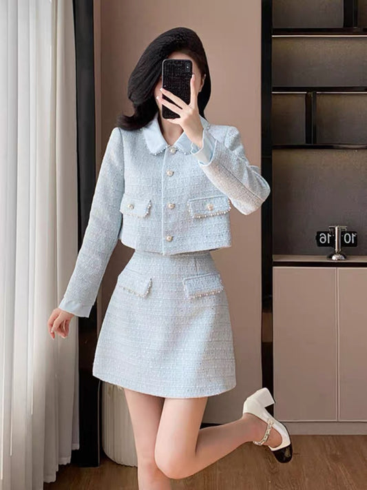 Small fragrance suit 2024 new light luxury high-end female autumn French socialite small skirt two-piece set