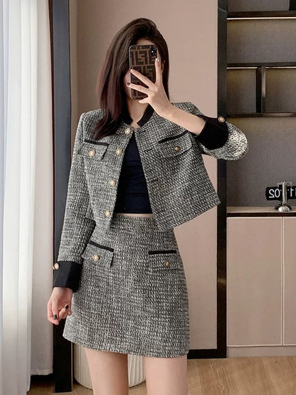 Early autumn outfits for women 2024 new Korean style small fragrant short skirts small two-piece set fashionable and fashionable