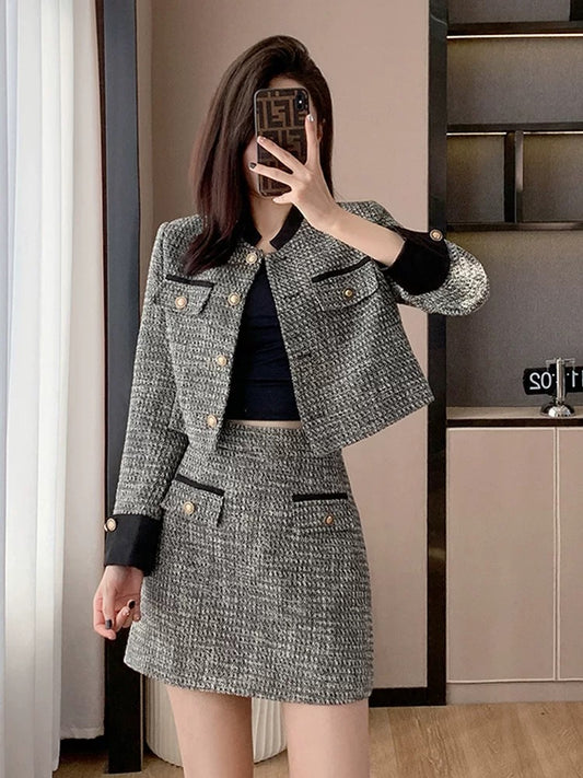 Early autumn outfits for women 2024 new Korean style small fragrant short skirts small two-piece set fashionable and fashionable