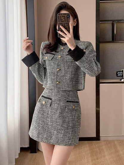 Early autumn outfits for women 2024 new Korean style small fragrant short skirts small two-piece set fashionable and fashionable